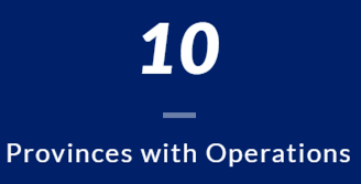 Ten Provinces with operations